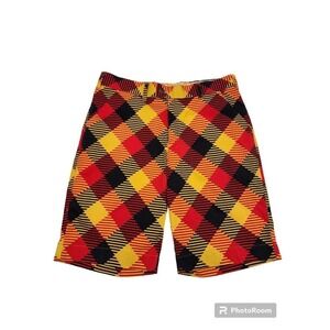 Loudmouth Cheezburger Golf Shorts Orange Yellow Black Plaid Colorful Size 34